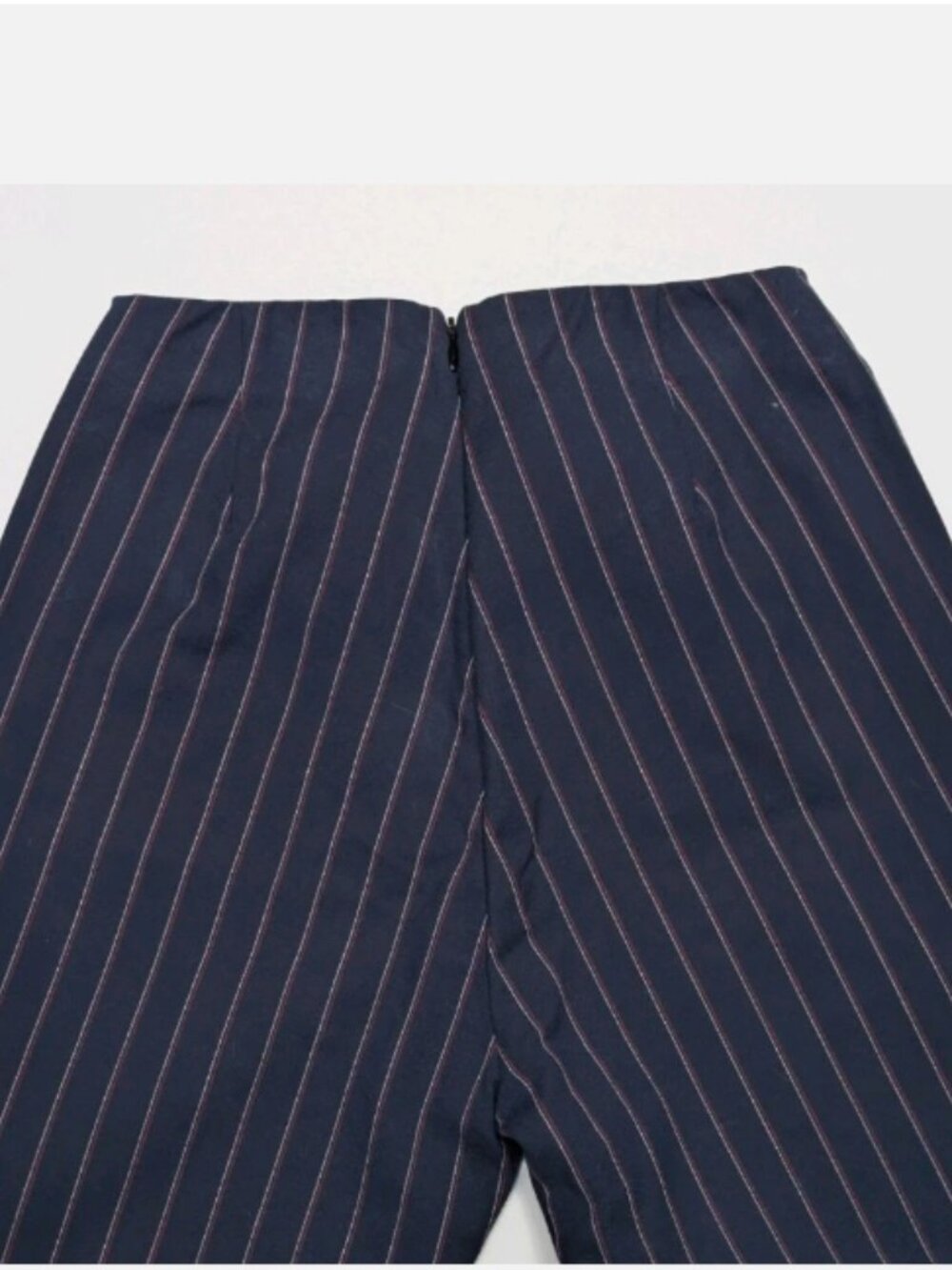 Rag & Bone Simone Cropped Side-Snap Pants Navy Red Pinstripe – Size 2 - Picture 5 of 9